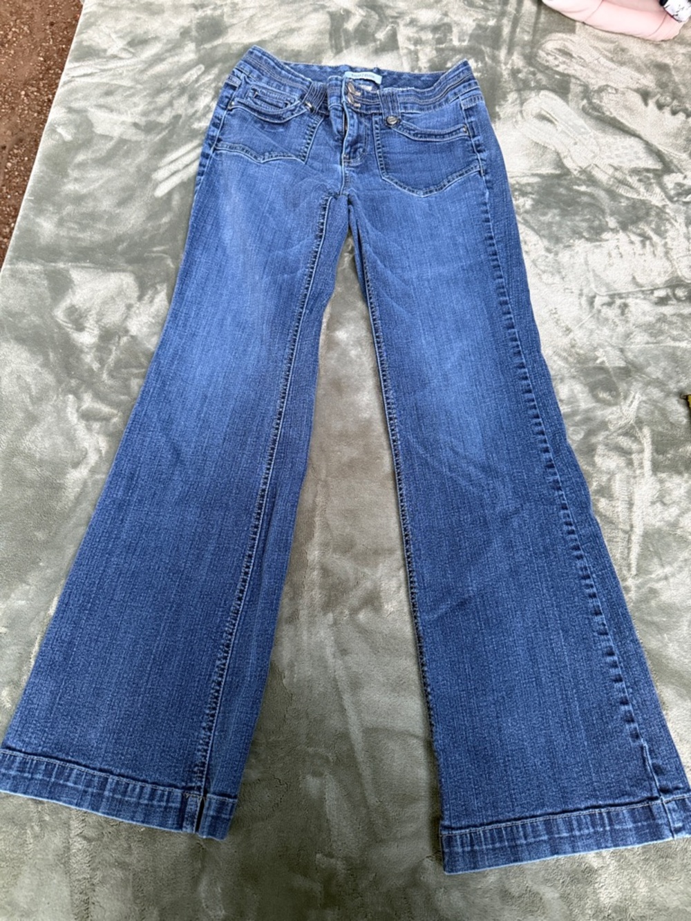 White House Black Market Women's Dark Blue Flare Jeans
